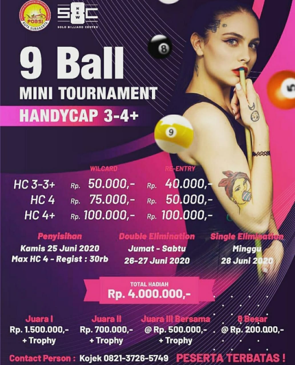 DBAsia.news 9 BALL MINI TOURNAMENT HANDICAP 3-4+ - SOLO BILLIARD CENTER